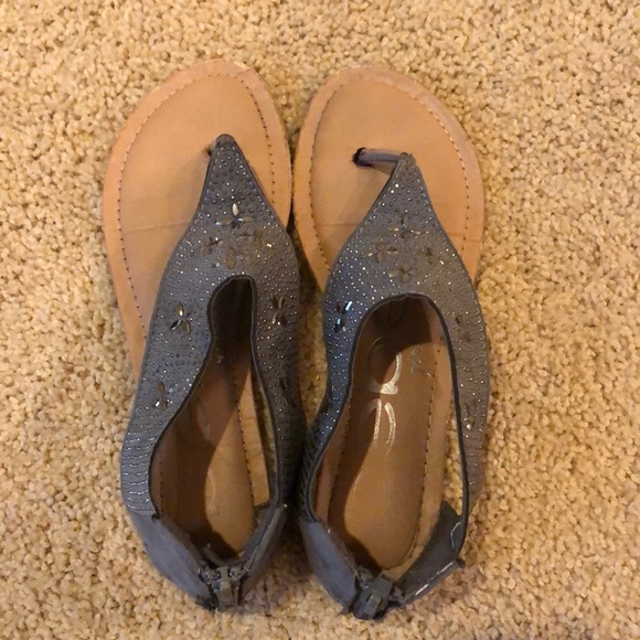 grey sparkly sandals